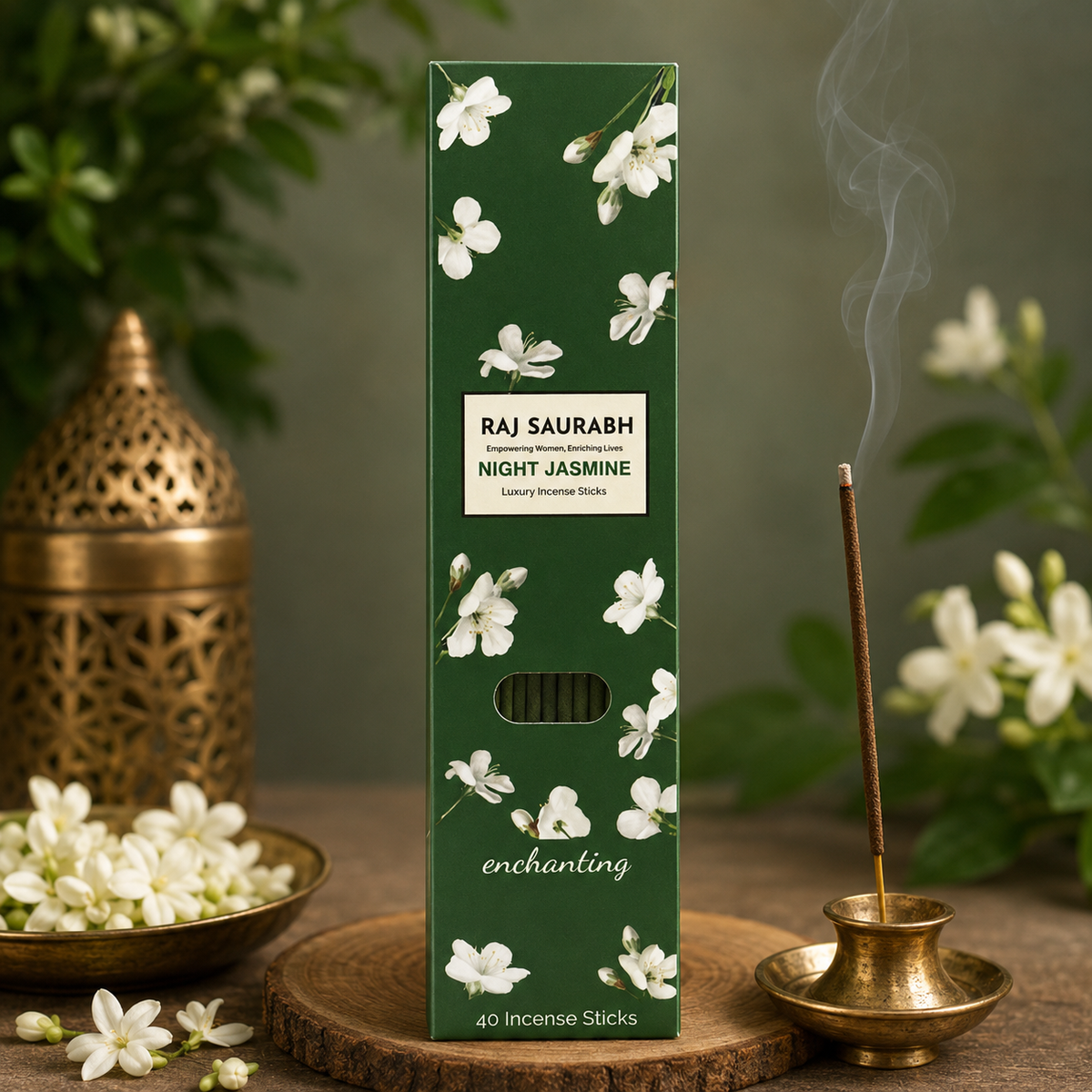 Raj Saurabh Night Jasmine Incense Sticks (Charcoal Free)