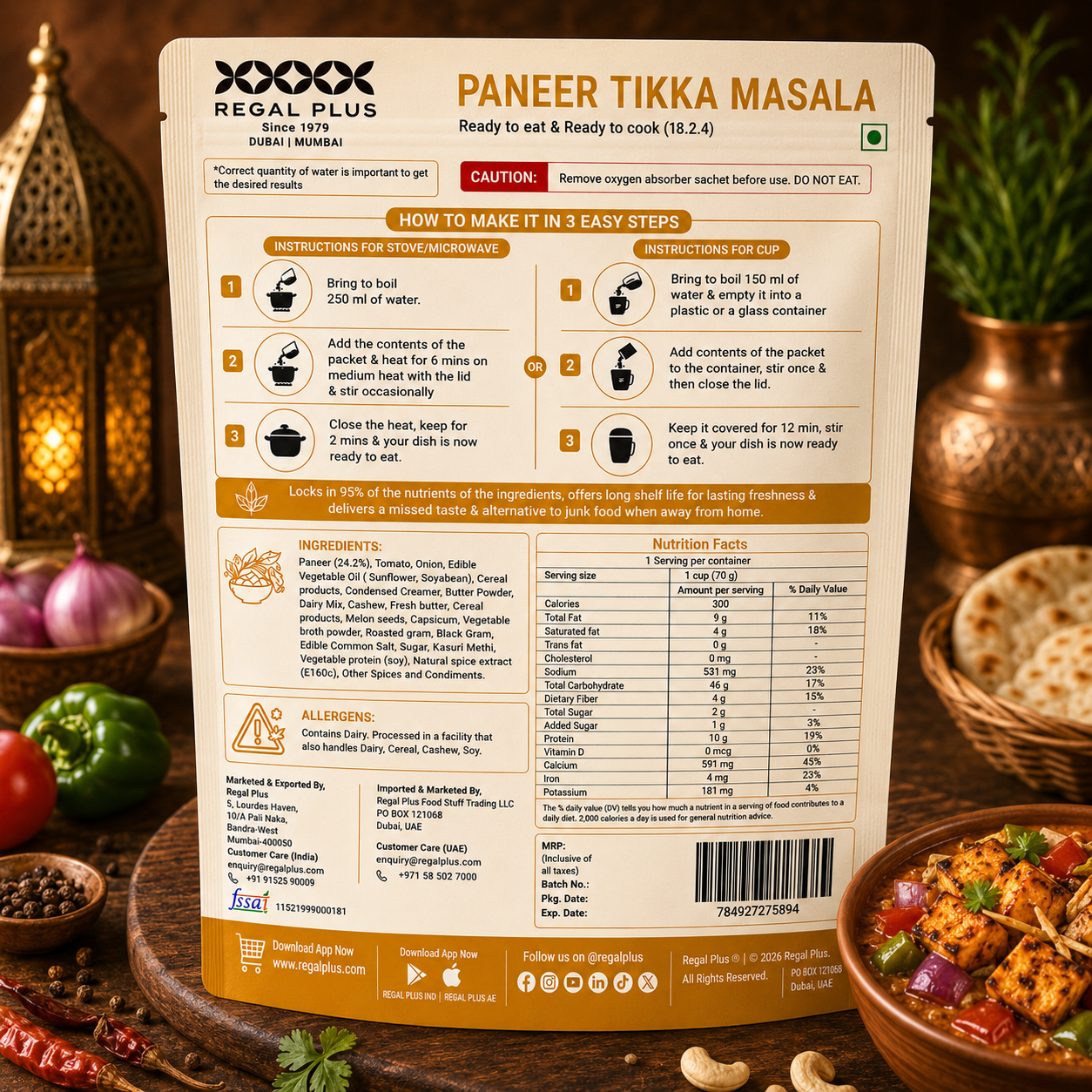 Freeze Dried Paneer Tikka Masala