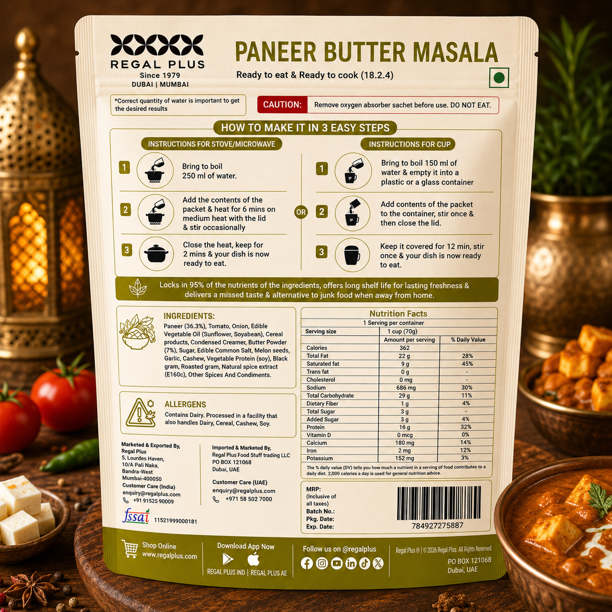 Freeze Dried Paneer Butter Masala