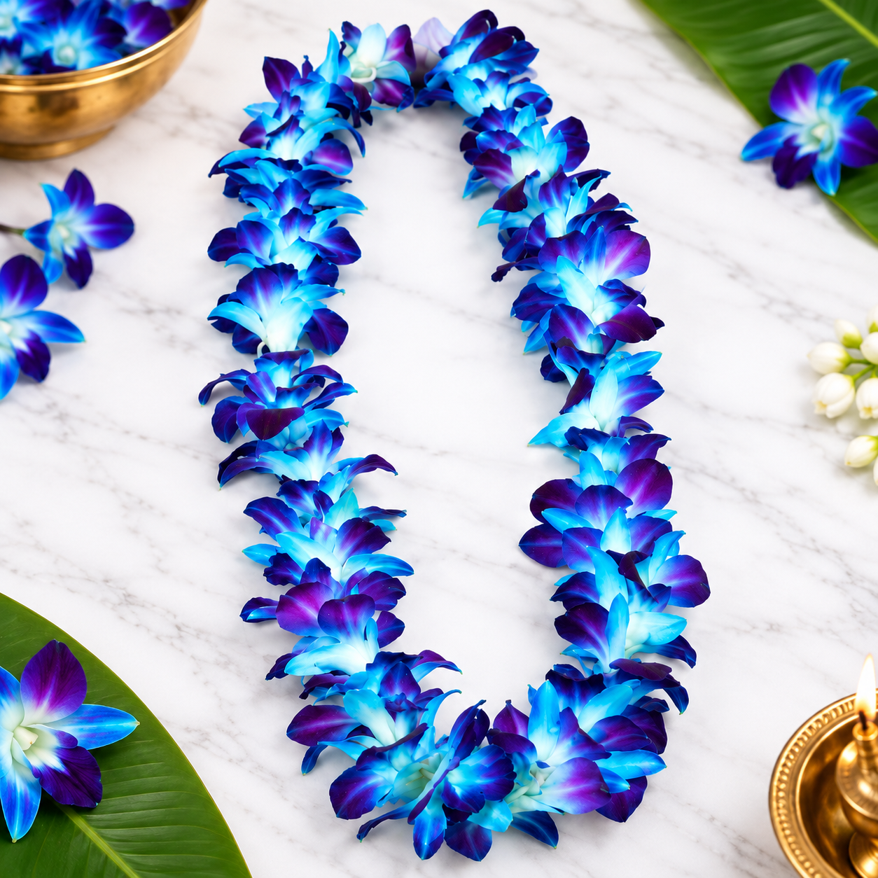 Fresh Orchid Garland-Blue