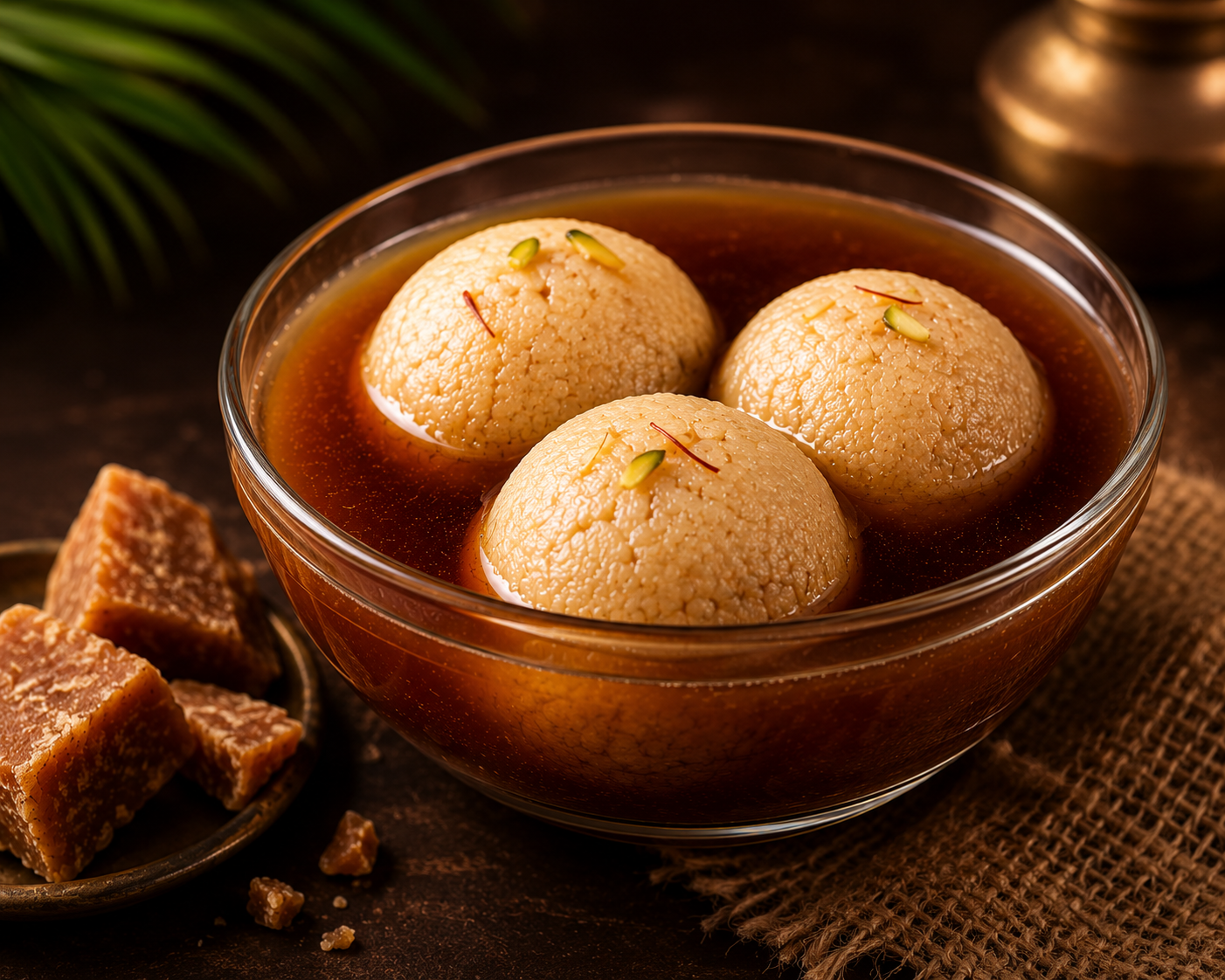 Rasgulla with Nolen Jaggery