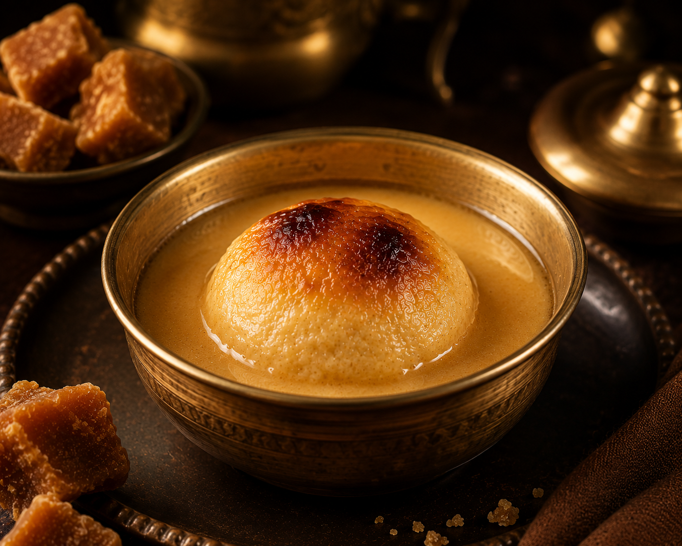 Baked Rasgulla with Nolen Jaggery