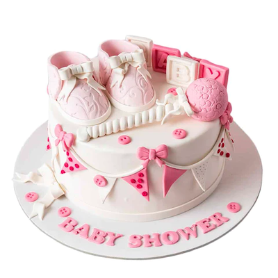 Baby Shower Tall 3D Cake (White Pink)