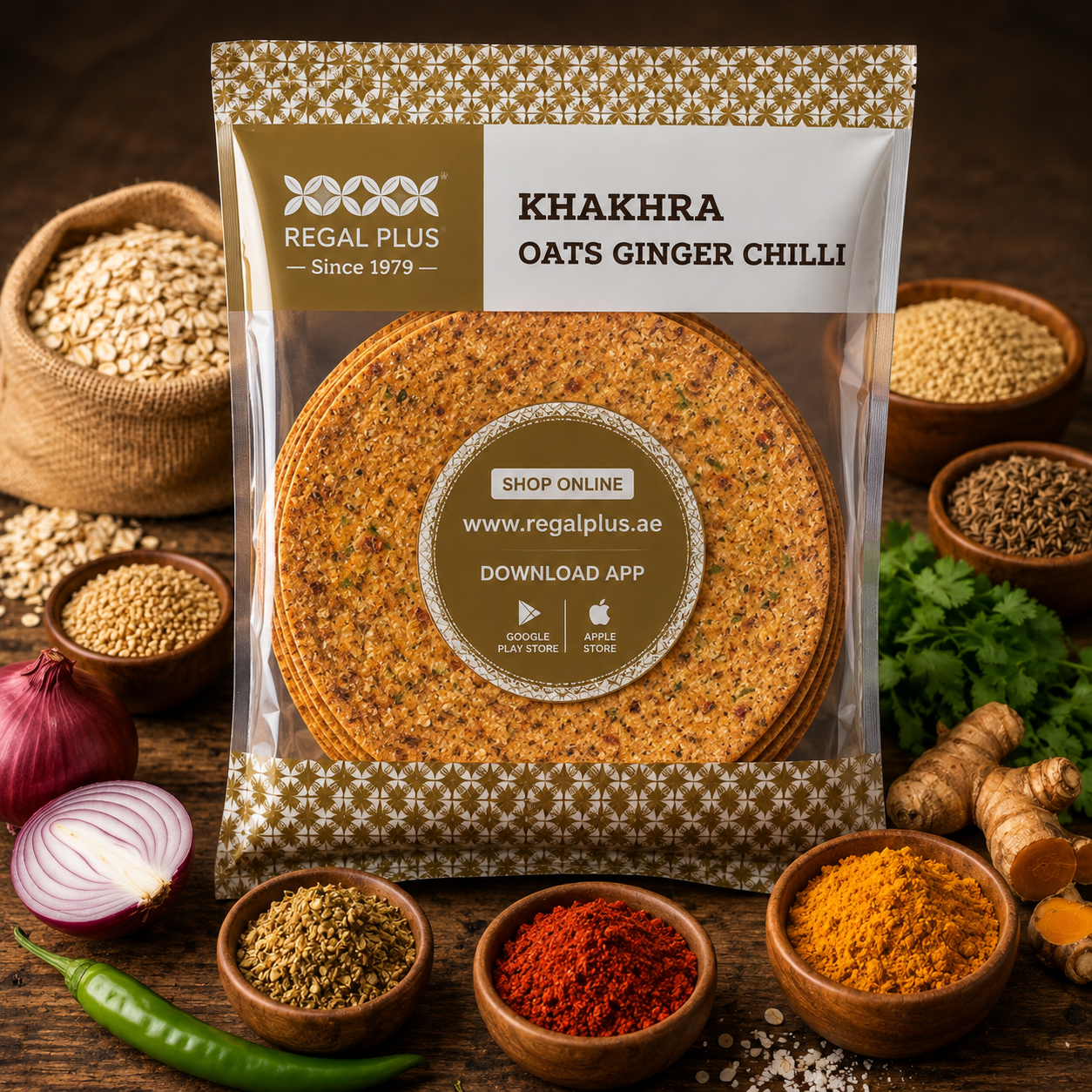 Khakhra Oats Ginger Chilli