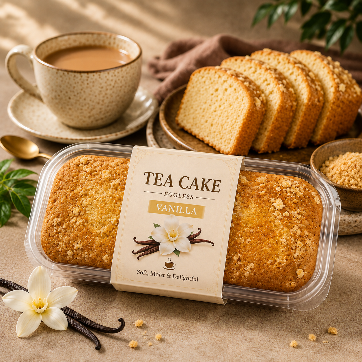 Eggless Vanilla Tea Cake