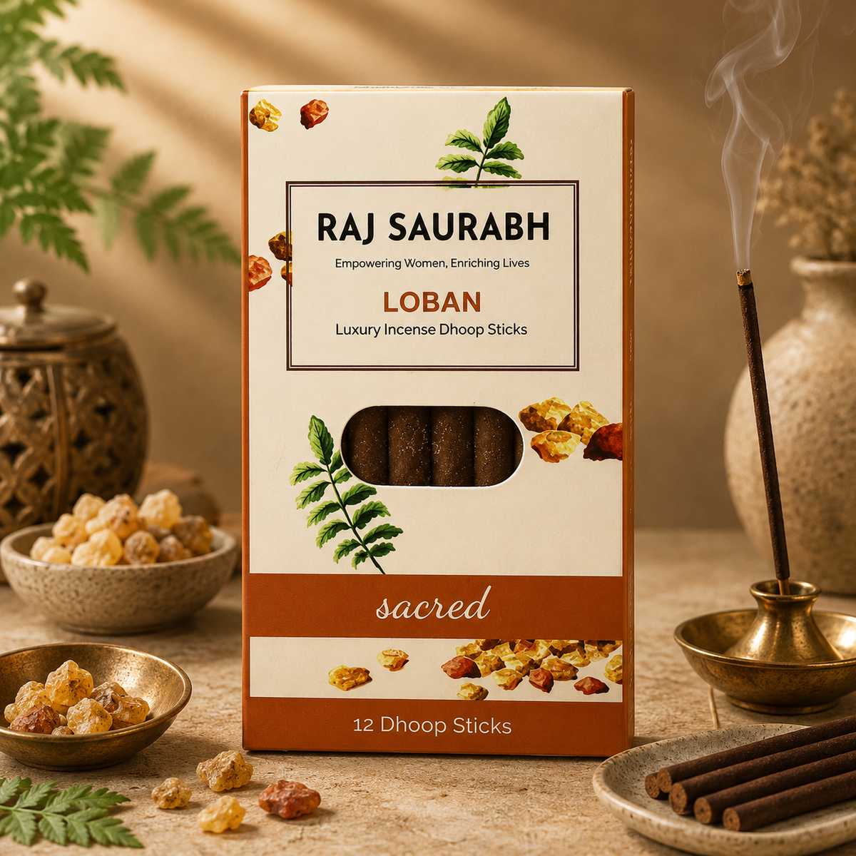 Raj Saurabh Loban Dhoop Sticks (Charcoal Free)