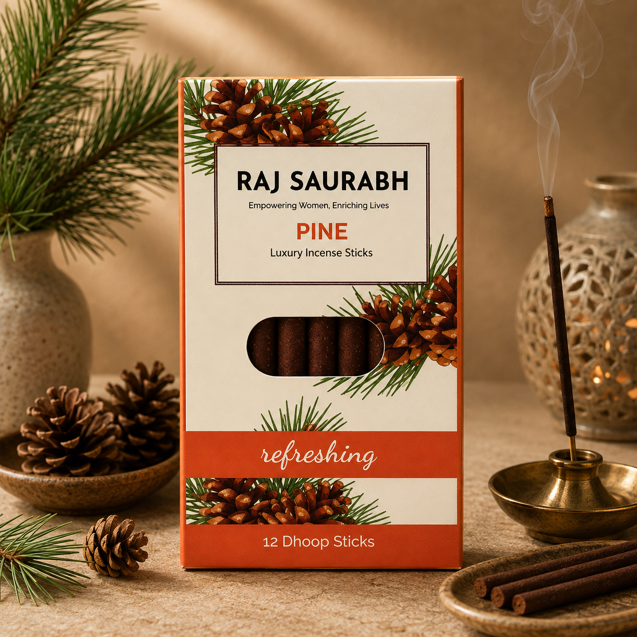 Raj Saurabh Pine Dhoop Sticks (Charcoal Free)