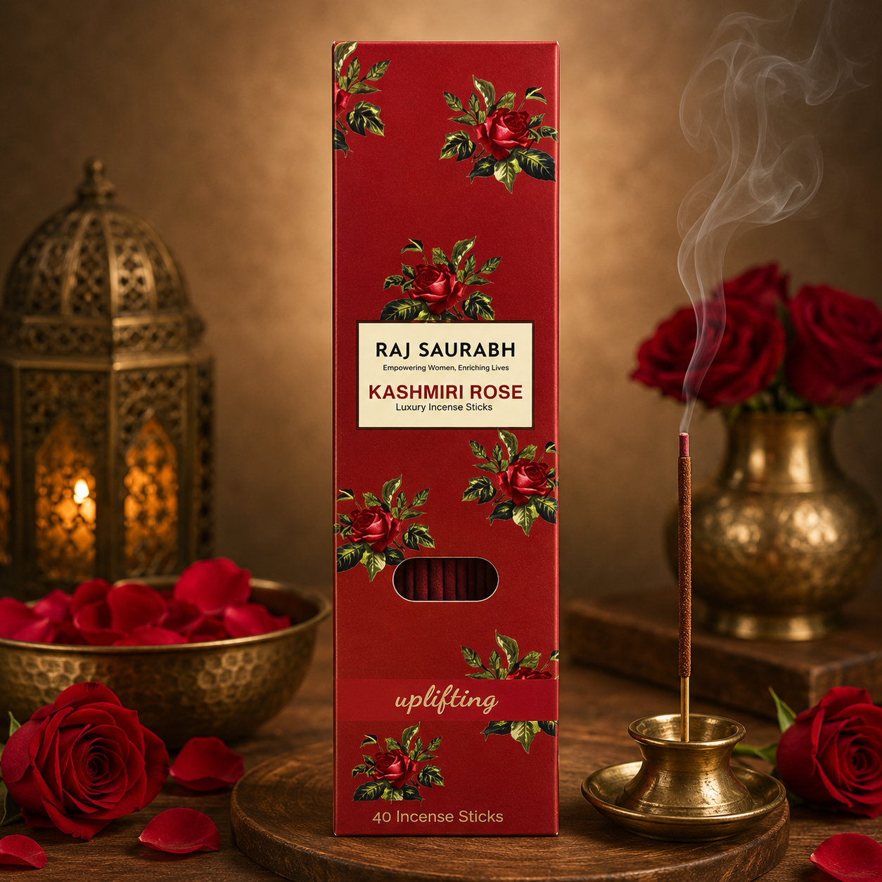 Raj Saurabh Kashmiri Rose Incense Sticks (Charcoal Free)