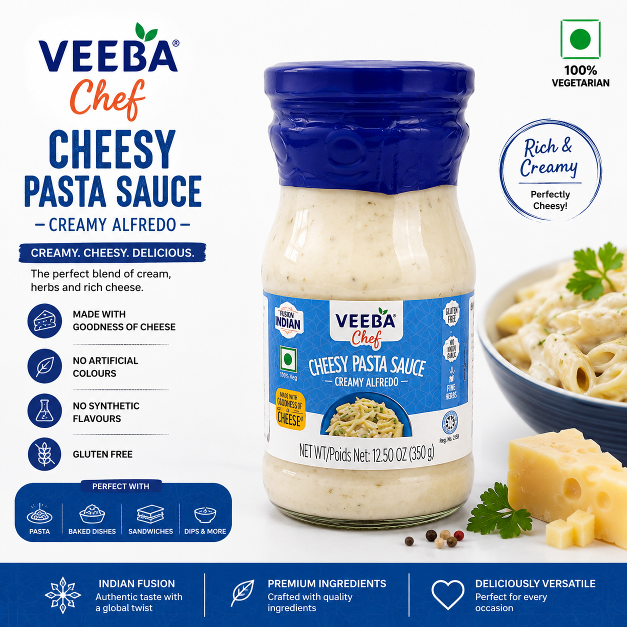 Veeba Creamy Alfredo Cheesy Pasta Sauce