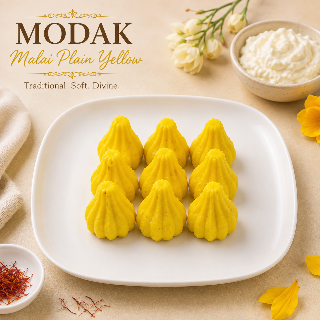 Modak Malai Plain Yellow