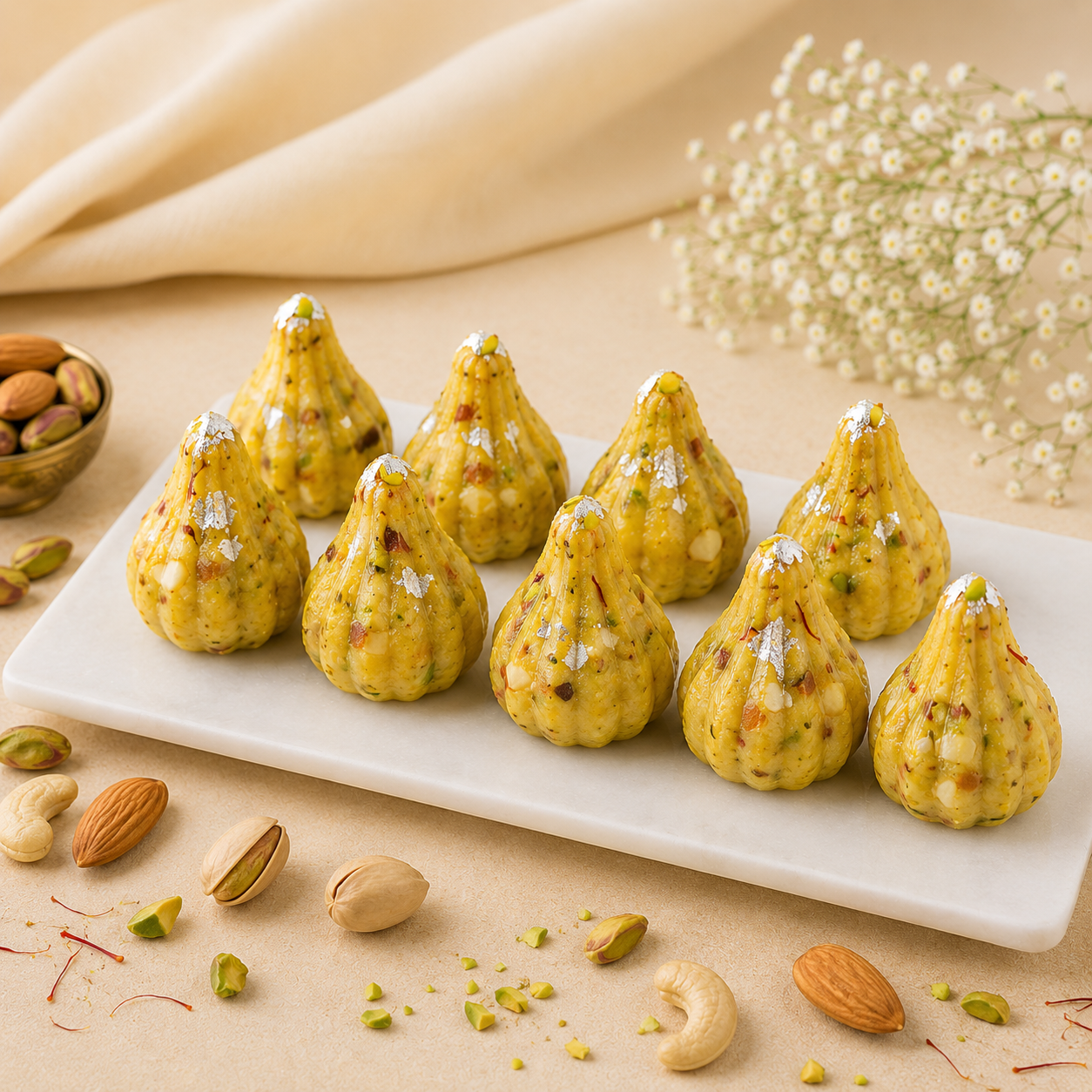 Modak Kaju Badam Pista Kesar