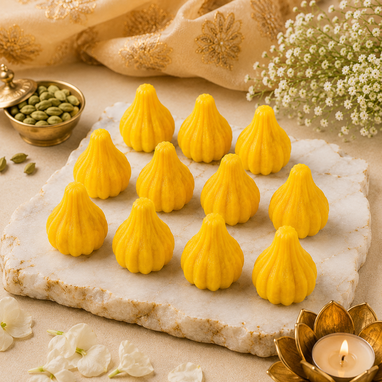 Modak Malai Plain Yellow