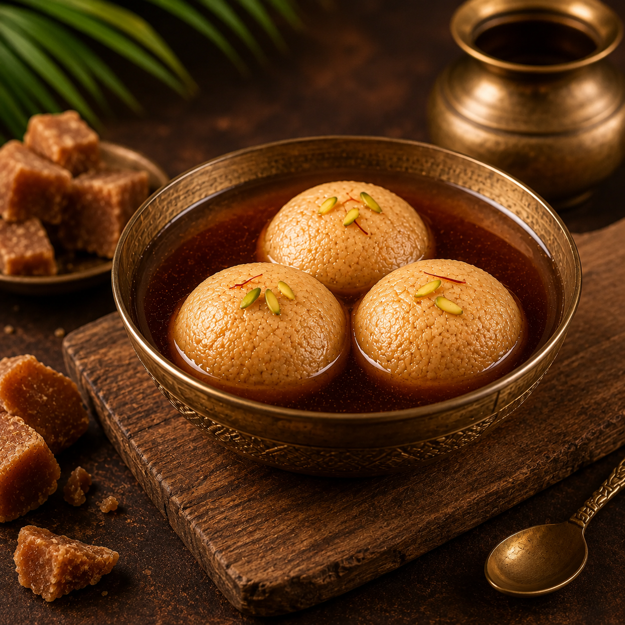 Rasgulla with Nolen Jaggery