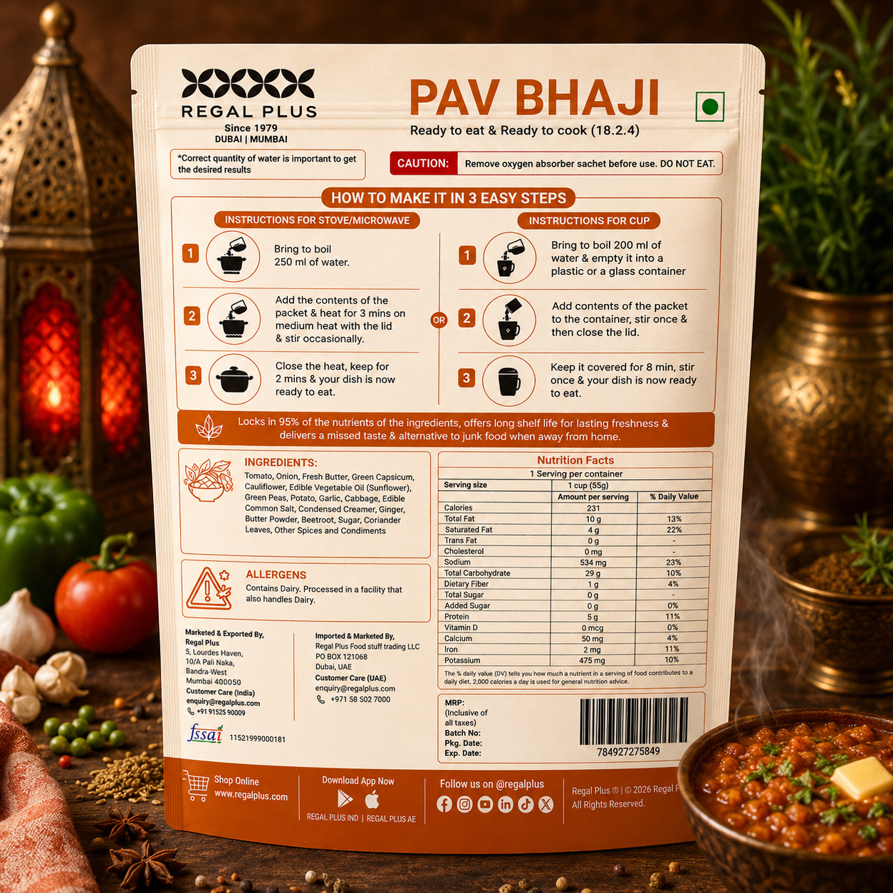 Freeze Dried Pav Bhaji