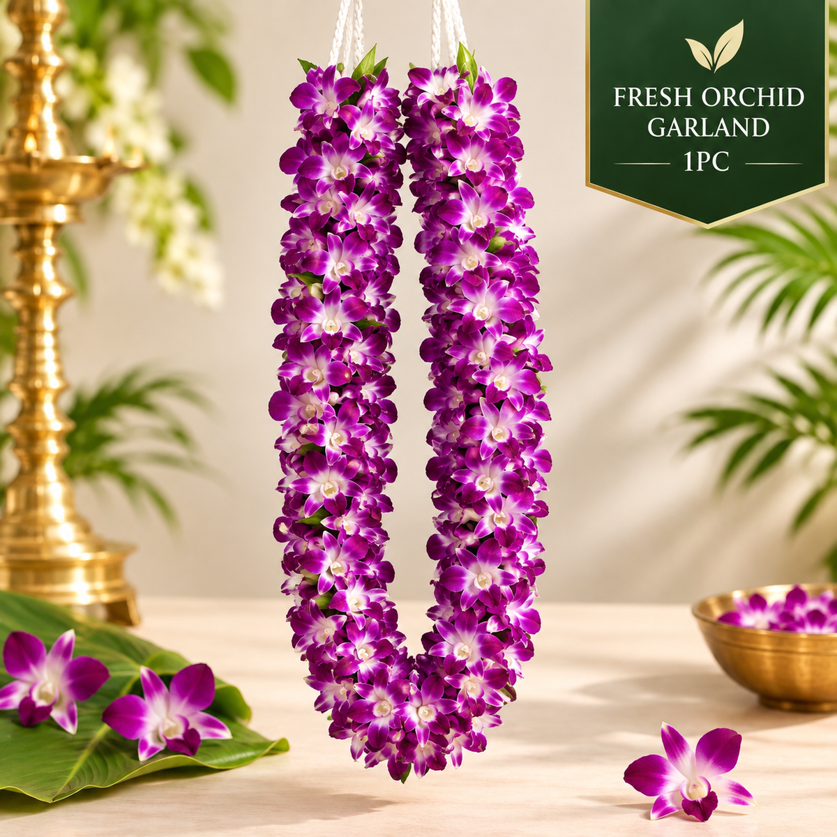 Fresh Orchid Garland-Purple