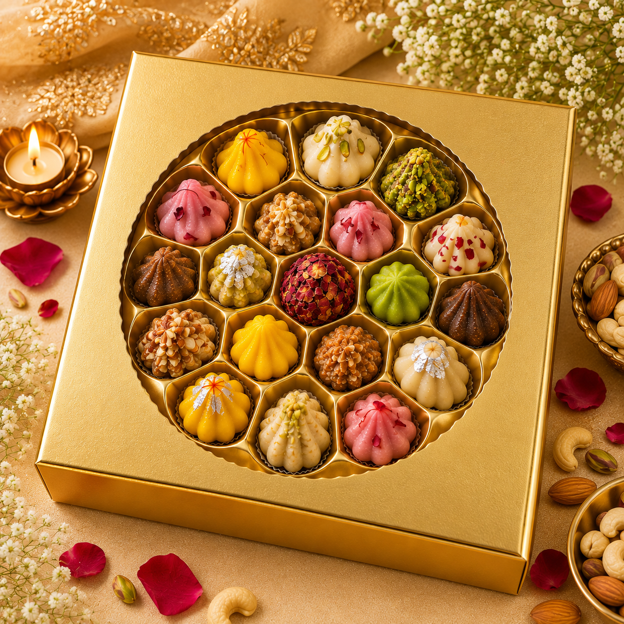 21pc Modak Dry Fruit Assorted Box