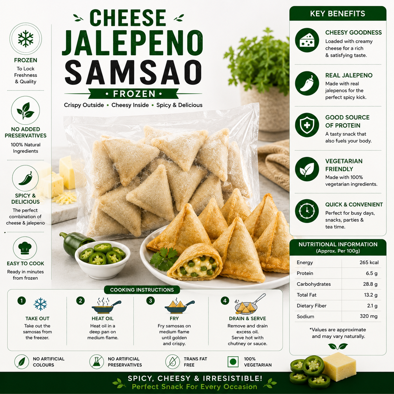 Cheese Jalapeño Samosa Frozen