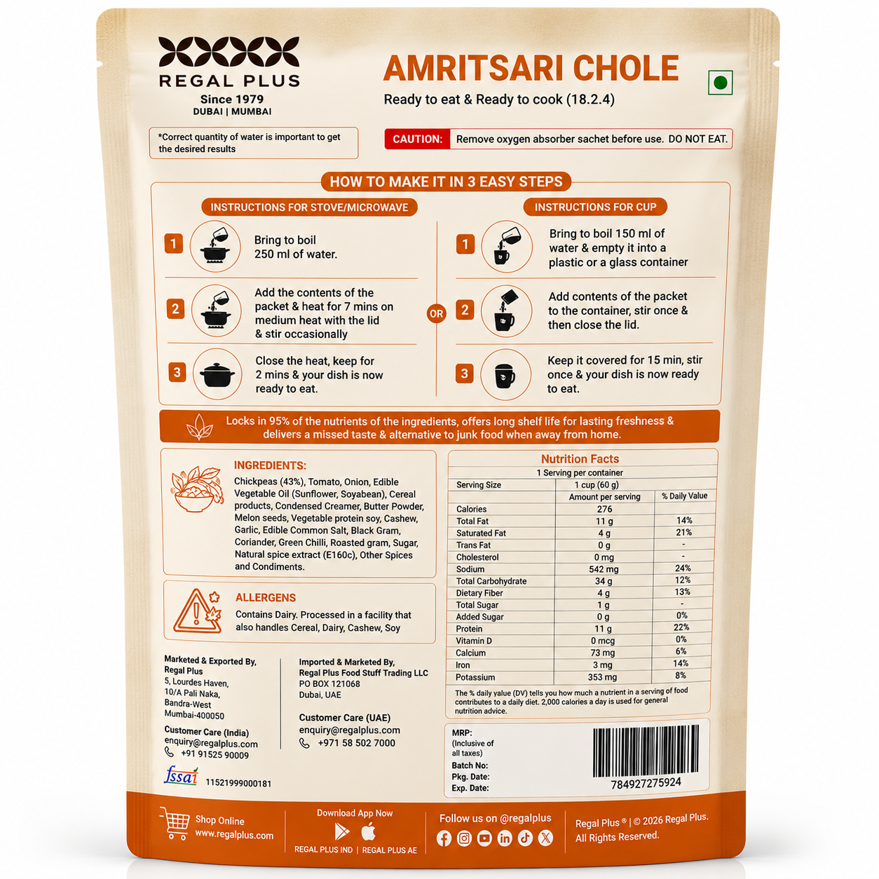 Freeze Dried Amritsari Chole