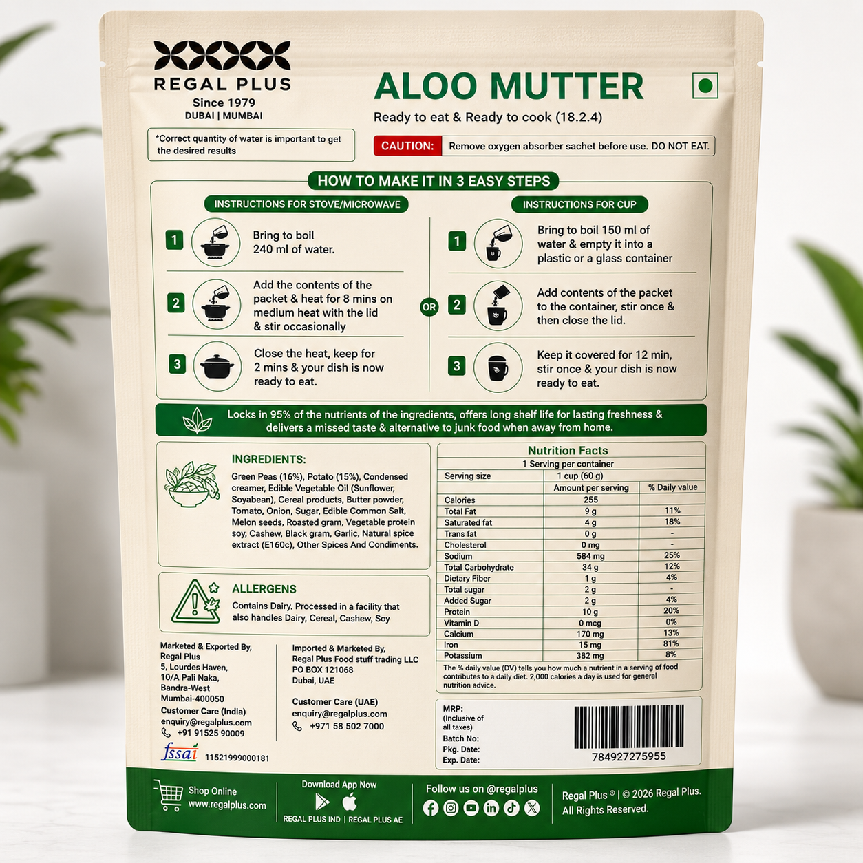 Freeze Dried Aloo Mutter