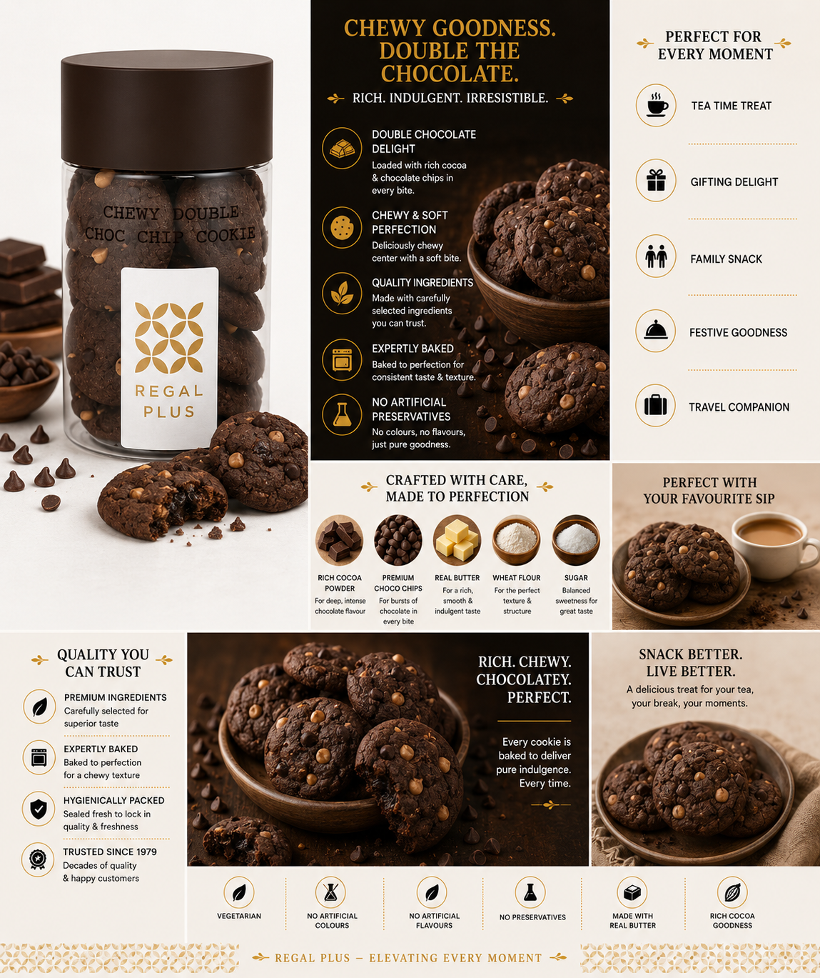 Chewy Double Chocolate Chip Cookies