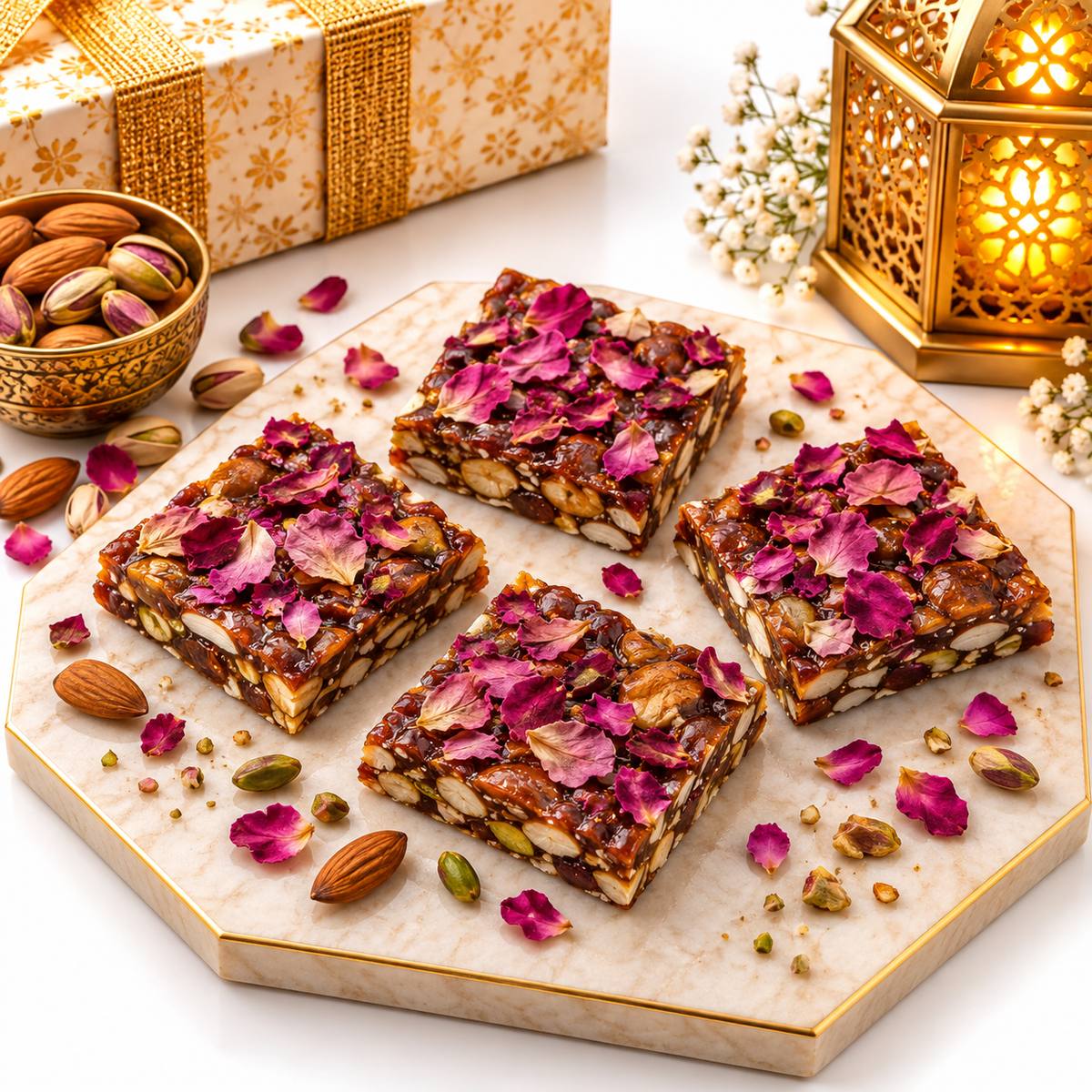 Mix Dry Fruits Chikki with Rose Petal