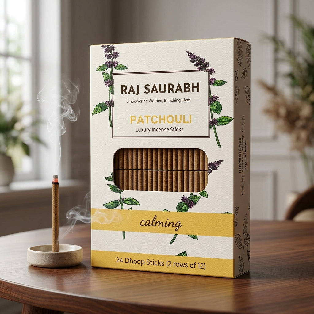Raj Saurabh Patchouli Dhoop Sticks (Charcoal Free)
