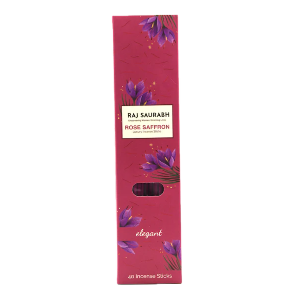 Raj Saurabh Rose Saffron Incense Sticks (Charcoal Free)