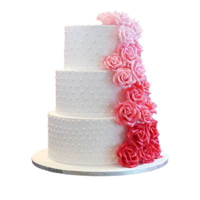 Wedding Cake 3Tier (White Pink Roses)