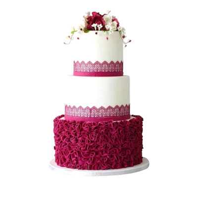 Wedding Cake 3Tier (White Red Roses)
